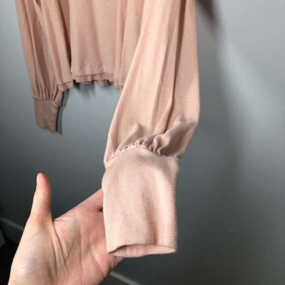FREE People Billowy Sleeve Peach Pink  Long Sleeve T-Shirt Size XS - Picture 4 of 7